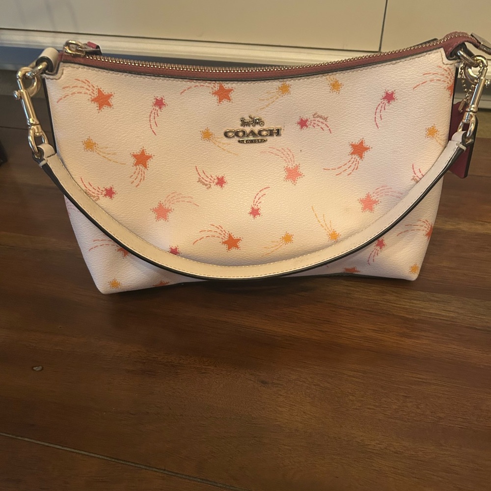 Coach Women's Pink and Cream Star Shoulder Bag